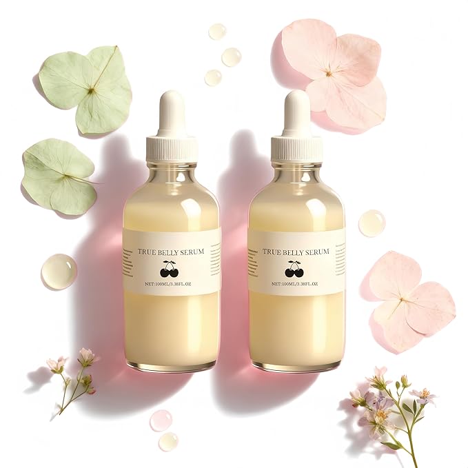 True Belly Serum - Organic Firming & Cellulite Appearance & Hydrating Belly Oil for Stretch Mark, Belly Oil For Pregnant Women, Promotes Skin Nourishment & Suppleness, 100ml (2PCS)