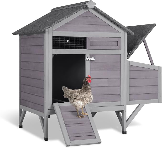 AIVITUVIN Chicken Coop for 2 Chickens Home Ues Outdoor Small Wooden Chicken House with Expandable Run for Poultry Duck Coop Pull Out Tray Quail Cage,Hen Habitat