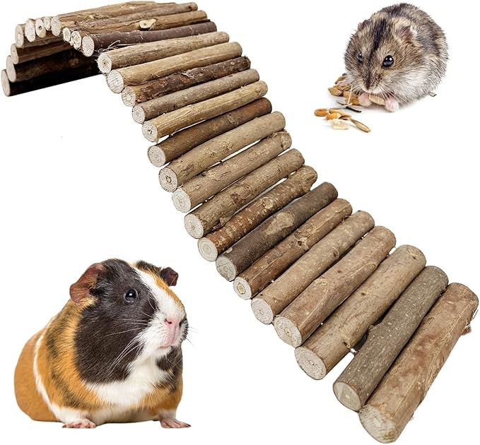 Hamiledyi Hamster Ladder Bridge, Small Animal Hideout, Tunnel, House, Ramp, Tube for Hamster, Guinea Pig, Rat, Chinchilla, Cage Accessories, Chew Toys (19.7"5.9")