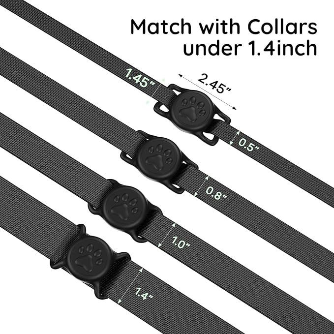 for Airtag Dog Collar Holder, Dog Airtag Holder Waterproof, Lightweight & Soft Silicone Air Tag Case for Pet Collars, Works with Multiple Tracker Tag Products (Black1, 1 Pack)