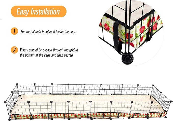 Guinea Pig Cage Liner，Washable Waterproof Oxford Cloth Cage Liners for Small Animals,Hamster Chinchilla Hedgehog Rabbit and Other Small Animals Not Include Cage(24x96 inches)