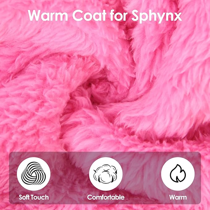 SUNFURA Sphynx Hairless Cat Sweater, Full Body Warm Fleece Sweaters with Sleeves for Cats, Soft Turtleneck Cat Clothes, Cozy Pullover Pajamas for Hairless Cats Devon, Donskoy & Small Dogs, Hot Pink L