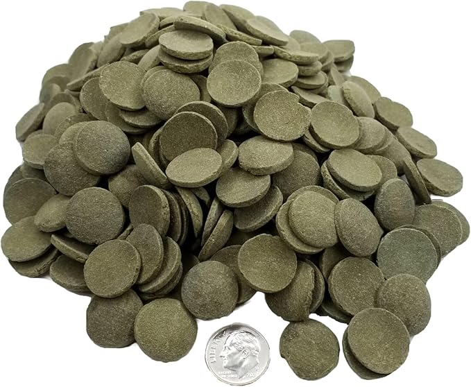 Aquatic Foods Inc. 16mm - 5/8" Wafers of Spirulina, Algae, Veggies, Sinking for Bottom Fish, Shrimp, Snails, Crabs, Crayfish, All Tropical Fish, Zeigler Style Wafers...2-lb Med Jar