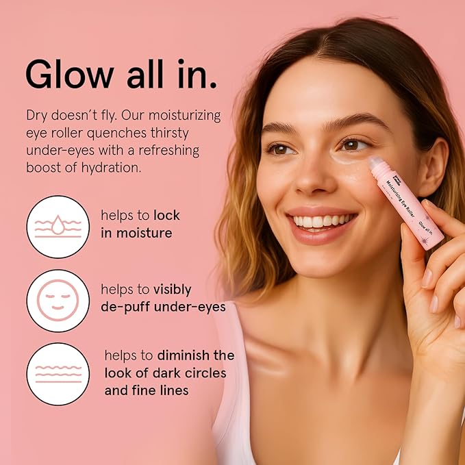 grace & stella Under Eye Brightener with Rose Quartz Rollerball - Centella Asiatica & Caffeine Under Eye Serum for Dark Circles & Puffiness - Travel Essentials, Gifts for Women, Vegan (15ml/0.51floz)