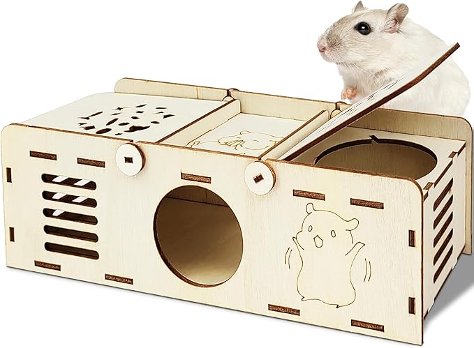 Guinea Pig Foraging Toys, Small Animals Hide Treats Foraging Puzzle Toys,Wooden Foraging Game Interactive Enrichment Toy for Rabbits, Hamsters, Bunny, Chinchillas, Rats and Gerbils