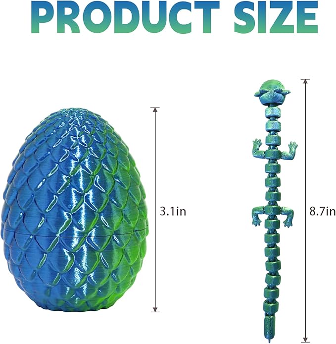 4PCS 3D Printed Animal Egg Set,Crystal Animals Egg Fidget Toy with Salamander Inside Easter Halloween for Kids (Salamander Multicolor+Rainbow) (Salamander Candy Multicolored)
