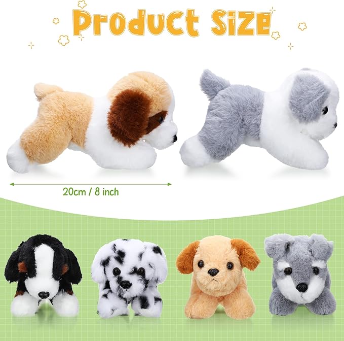 6 Pcs 8 Inch Stuffed Animal Plush Dog Puppy Soft Plush Pillow Toy Fluffy Puppy Set for Kids Girls Dog Theme Party Favor Birthday Baby Room Home Decor (Mixed Color,Mixed)