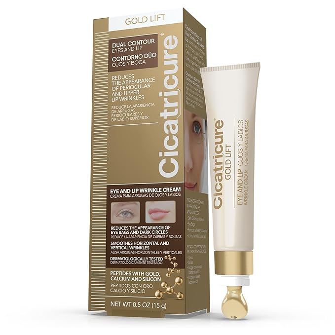 Cicatricure Gold Lift Dual Contour Eye and Lip Wrinkle Cream, Anti Aging Skin Care to Reduce Dark Circles, Puffiness & Expression Lines, 0.5 Ounce