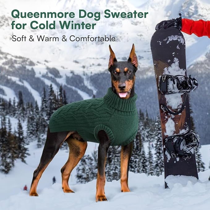 Queenmore XL Dog Sweater,Dog Sweaters for Extra Large Dogs Girls Boys,Warm Pullover Sleeveless Winter Dogs Sweaters,Pet Christmas Coat for Extra Large Breeds,Pitbull, Boxer(Green,XL)