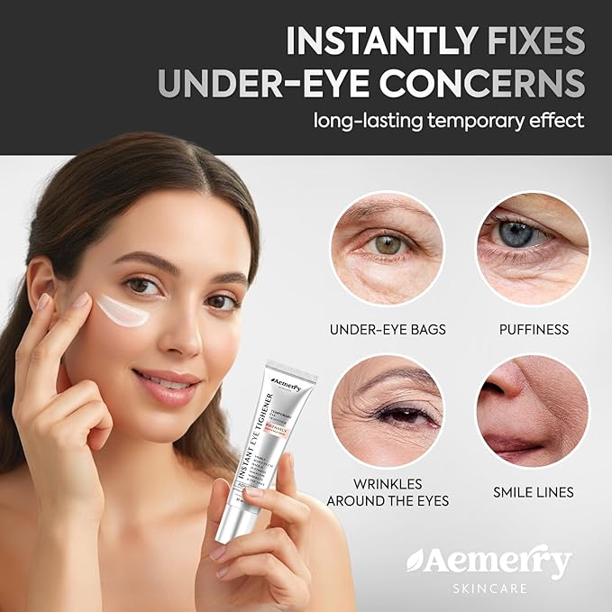 Instant Firm Temporary Eye Tightener: Perfection Tightening & Lifting Cream With Brush For Eye Bags, Wrinkles, Puffiness, Fine Lines – Lightweight, Easy Wear Formula, Gentle For All Skin Types. 1 Oz