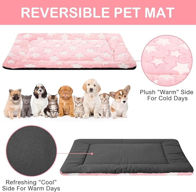 VitalCozy 4 Pcs Winter Dog Crate Pads, Ultra Soft Warm Washable Dog Cat Bed Mat for Pet Crate Comfortable Replaceable Reversible Kennel Pad for Small, Medium, Large Dogs(18 x 24 x 1.6 Inch,Colorful)