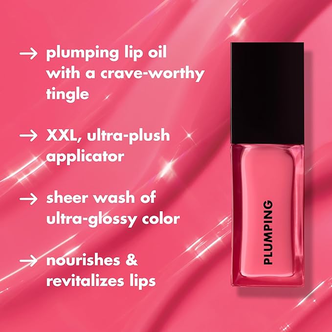 e.l.f. Glow Reviver Plumping Lip Oil, Tinted Lip Plumper For A High-Shine, Plump Finish, Infused With Jojoba Oil, Vegan & Cruelty-Free, Papayarazzi