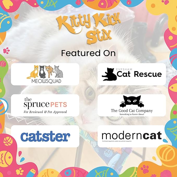 Catnip Kicker Toys – 15" Set of 2, Durable Cat & Kitten Kick Sticks, 100% Potent Catnip. Made in USA. Encourages Exercise & Play for Cats of All Breeds. Interactive Toy Relieves Boredom (Cool Cats)