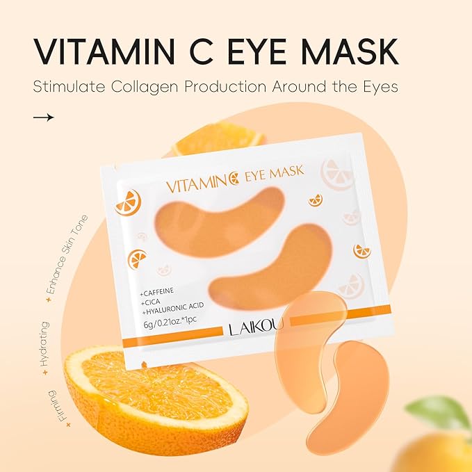 LAIKOU Skin Care, Vitamin C Skin Care Set, Facial Skin Care Products with Cleanser, Eye Cream, Toner, Serum, Face Cream, Lip Mask, Eye Mask, Glowing Mask for Women Birthday Mother's Day Christmas