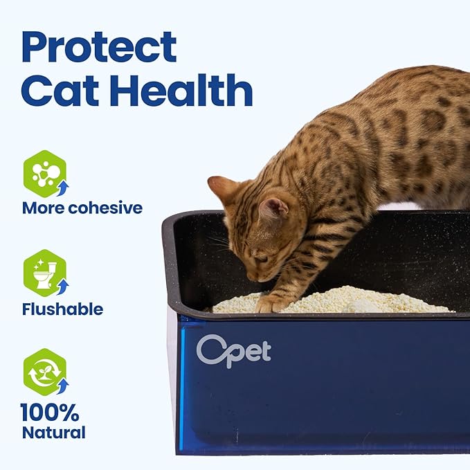 OPET Tapioca Cat Litter, Natural Corn & Cassava Sustainable Ingredients, Quick and Strong Clumping, Flushable, Superior Odor Control, 99.9% Dust Free Kitty Litter 16LB