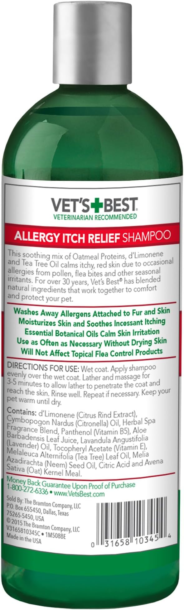 Vet's Best Allergy Relief Dog Shampoo – Oatmeal and Aloe Formula for Itchy Skin and Seasonal Allergies – Soothing Anti-Itch Shampoo for Dogs with Dry, Sensitive Skin – 16 oz