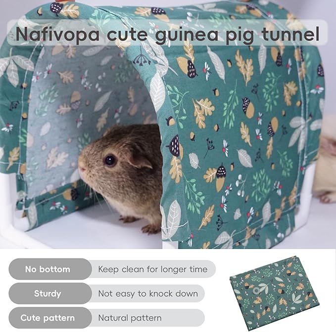 Guinea Pig Hideout Tunnel, Washable Large Fleece Guinea Pigs Toys for Small Animal Habitat, Sturdy Anti-Chew Guinea Pig’s Hides for Bunny, Chinchilla (8.2×8.6 inch)