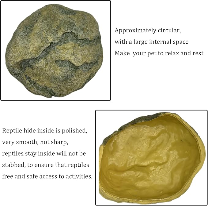 Extra Large Reptile Hide Resin Snake Hideout for Ball Pythons Reptile Hides and Caves Simulation Rock Terrarium Hideout for Habitat Lizard Leopard Gecko Bearded Dragon