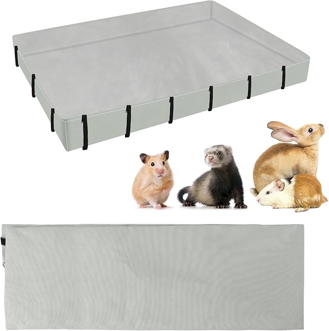 Waterproof Guinea Pig Cage Liner with 4" Raised Sides for C&C Cage, 42"*28" Washable Bottom Tarp for Guinea Pigs Rabbits and Small Animals