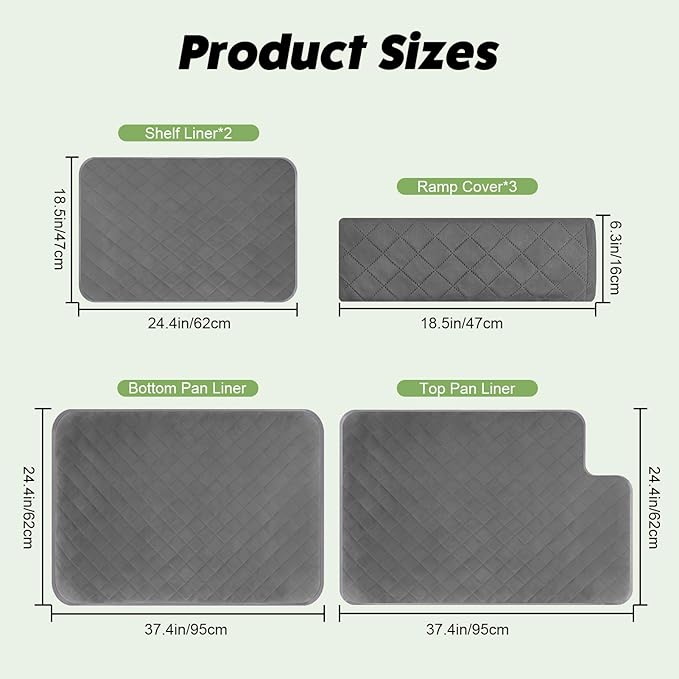 Bienbee Ferret Cage Liner Set, Waterproof Ferrets Cage Accessories for Small Animals Rats Chinchillas Hedgehogs Ferrets(Gray, Double Unit Combo)