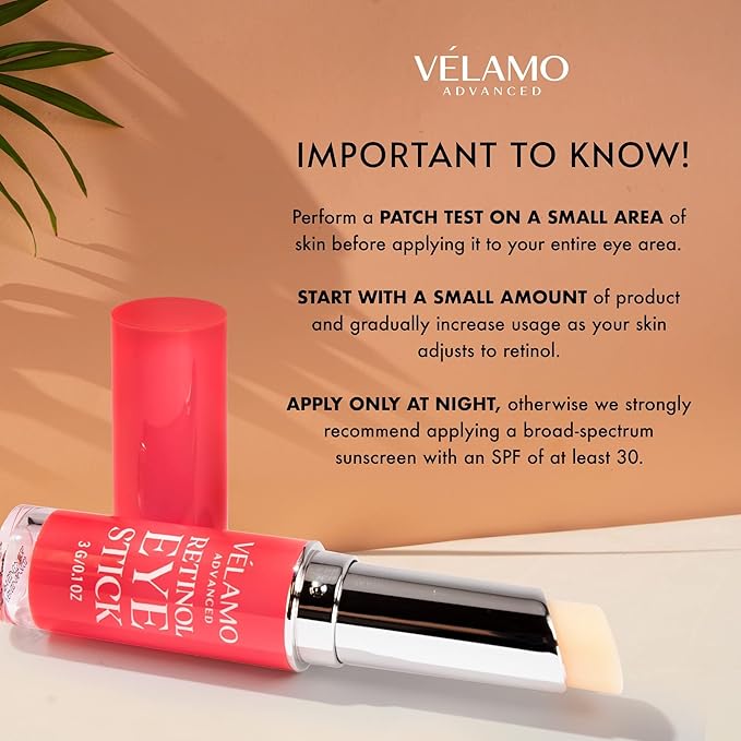 VELAMO ADVANCED Retinol Eye Stick: Renewing & Firming Under Eye Balm for Dark Circles, Puffiness, Fine Lines & Wrinkles - Travel Essentials, Portable & Perfect for On-the-go Use, 0.1 OZ/3g 2 Pcs