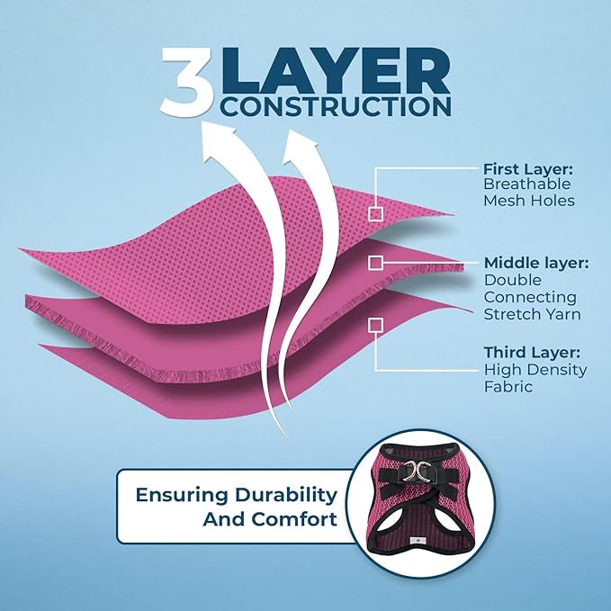 Best Pet Supplies Voyager Step-in Air Harness - All Weather Mesh, Reflective, No Pull Harness for Dogs, Cats - Secure with Hook & Loop Fastener, Buckle, Double D-Rings - Fuchsia 2-Tone, XL
