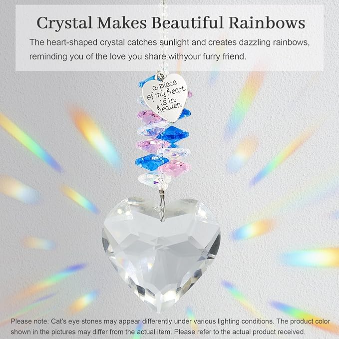 Pet Memorial Suncatcher, Gifts for Loss of Pet Dog, Thoughtful Dogs and Cats Bereavement Remembrance Gifts, Natural Crystal Suncatcher