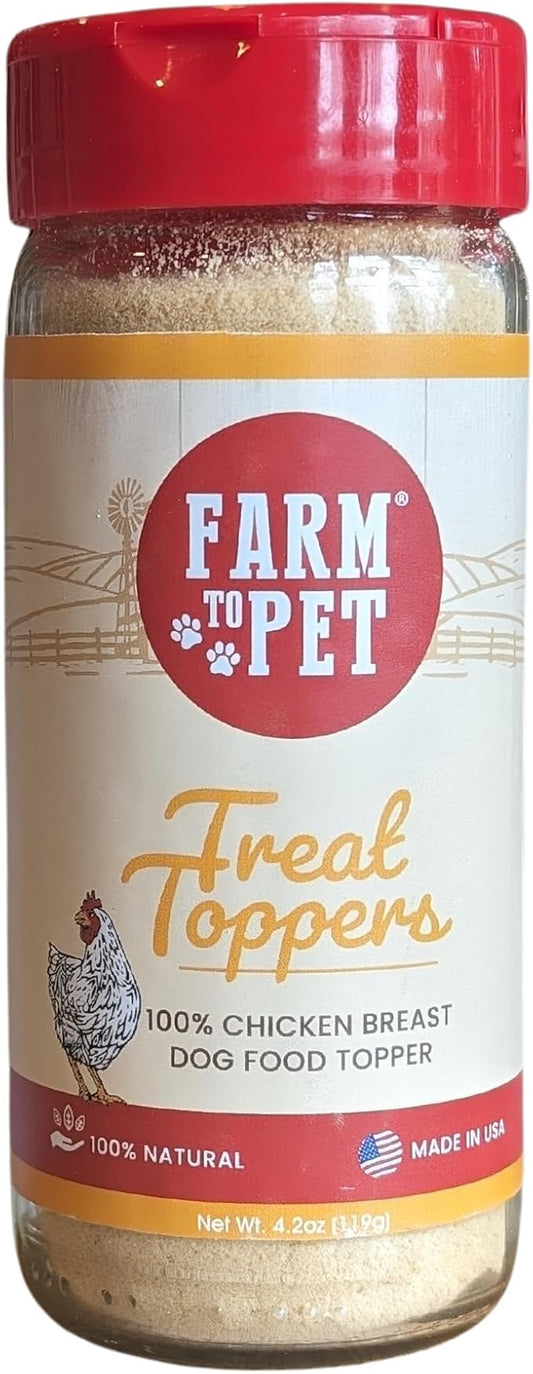 Farm To Pet - Dry Dog Food Topper - 4.7 oz Chicken Meal Toppers for Dogs, Single Ingredient, Lean, All Natural, Healthy Food for Small, Medium, Large Breeds, & Puppies, Made in USA