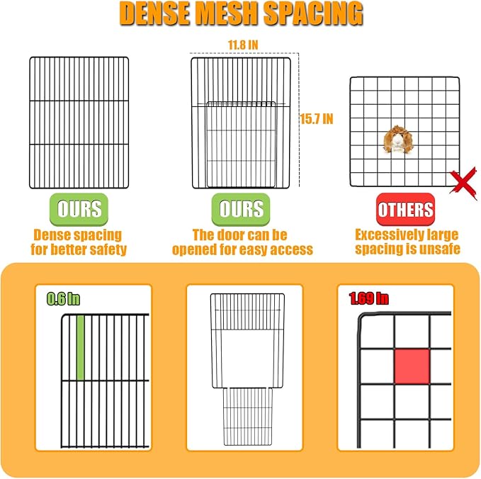 Guinea Pig Cages DIY Small Animal Playpen with Waterproof Liner, Expandable Cage for Guinea Pigs, Metal Wire Yard Fence Rabbit Cage