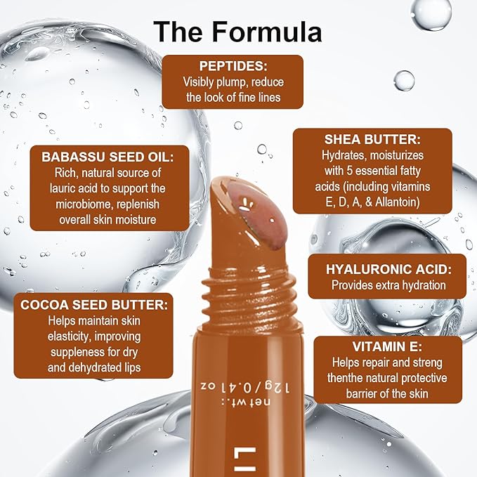 Deep Hydrating Lip Butter Balm - Hydrating Lip Treatment with Glossy Finish, Shea Butter, Vitamin E, Peptides & Hyaluronic Acid - Vegan, Non-Sticky, Lip Care - 2 Pack (Vanilla Beige-Unscented)