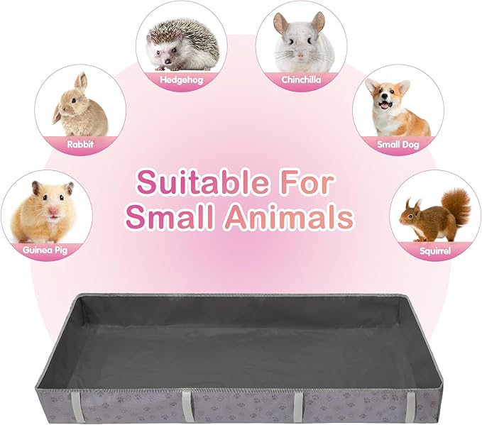 Waterproof Guinea Pig Cage Liner,Washable Tarp Bottom Base,Cage Liners for Small Animals,Hamster Chinchilla Hedgehog Ferret Rabbit. (Dark Grey-Paw, 12" X 24")