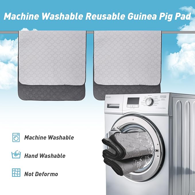2Pack Guinea Pig Cage Liners, 24''X48'' Washable Guinea Pig Pee Pads, Non Slip Reusable Super Absorbent Guinea Pig Training Mat Bedding Fleece for Small Animals Hamster Rabbit Chinchilla Rat
