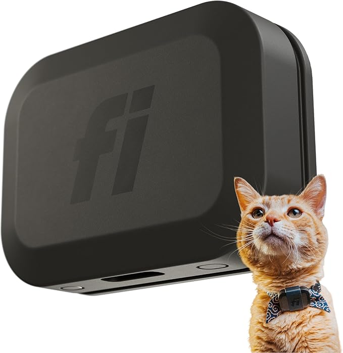 Fi Mini GPS Tracker for Cats — Lightweight Collar Attachment, Virtual Fences, Escape Alerts, Step & Health Tracking, Waterproof Cat Tracker — 6-Month Membership Included