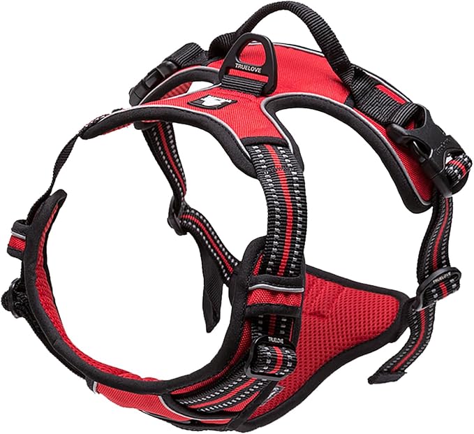 TRUE LOVE Adjustable No-Pull Dog Harness Reflective Pup Vest Harnesses Comfortable Control Brilliant Colors Truelove TLH5651(Red,XL)