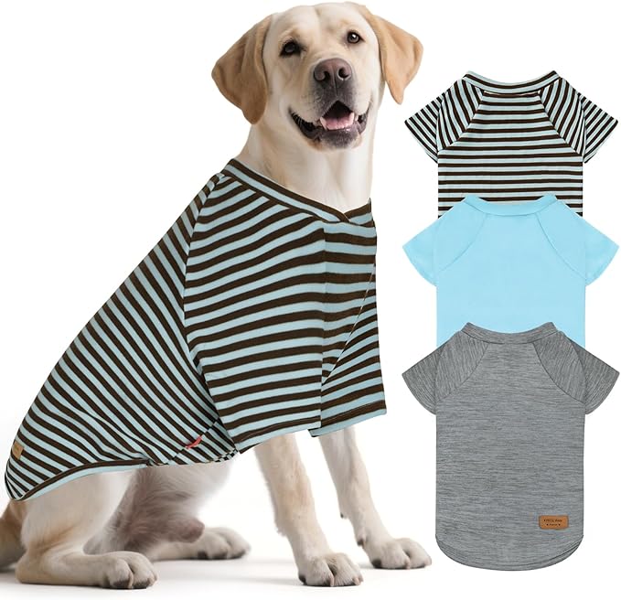 KYEESE 3Pack Dog Sweater Pullover Pets Clothes Comfy Dog Sweaters for Large Dogs Soft Pets Sweaters Dogs Sweatshirt with Sleeves Stretchy Pet Fleece Sweater Lightweight Pet Coat for Cold Weather