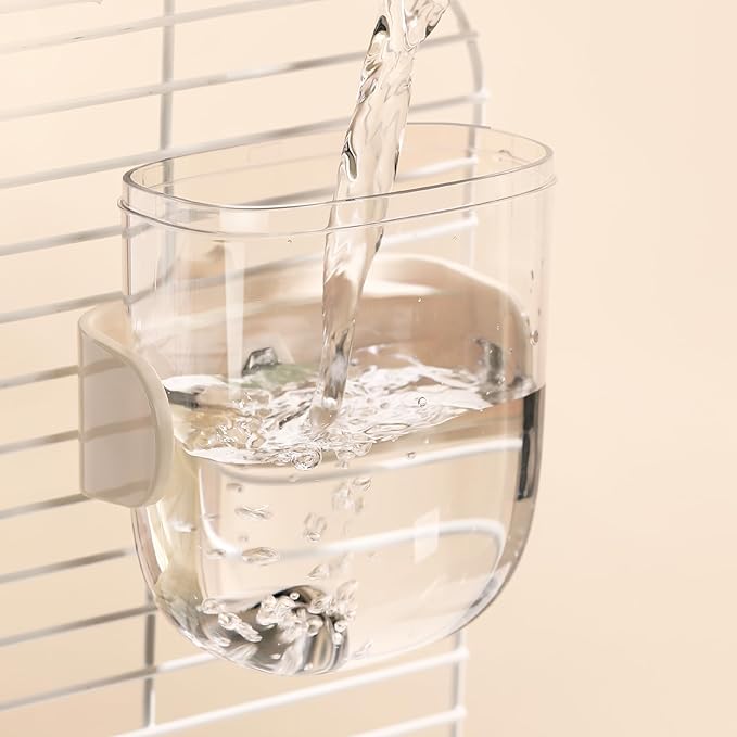 Leak-Proof & Chew-Proof Hanging Water Dispenser No Drip for Birds, Chinchillas, Guinea Pigs, Ferrets, Rats, Rabbits, Bunnies, Parrots, Squirrels, and Other Small Animals - Beige, 12oz