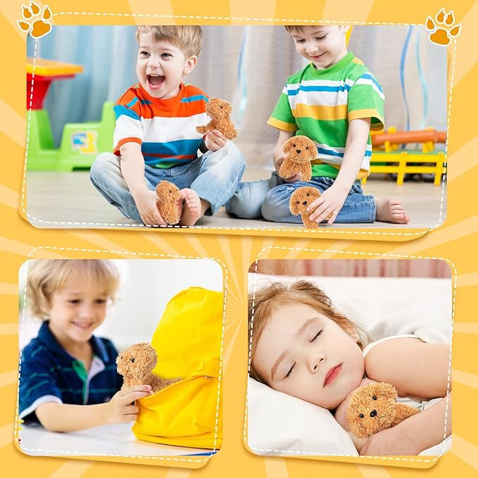 Liliful 50 Pcs Valentine Mini Puppy Dogs Small Stuffed Dog Bulk Cute Stuffed Animal Adopt a Dog Party Favors for Kids Valentine Goodie Bag Fillers Gifts Classroom Birthday(Light Brown,Cute Style)