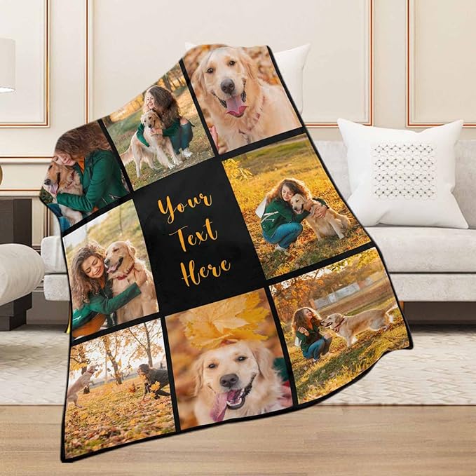 Artsadd Photo Custom Throw Blankets for Dog Cat Pet Memory,Dog Memorial Blanket Personalized with Loving Remembrance Gift for Family and Friends Dogs Name Customized Fleece Throw Blanket