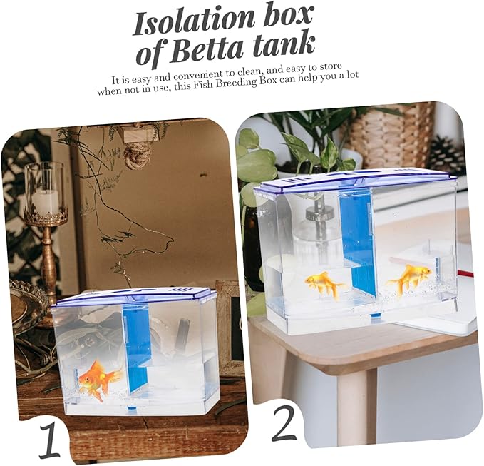 Healifty Miniature Acrylic Fish Breeding Box with Double Isolation Divider Transparent Fish Tank Hatchery Incubator for Betta and Small Aquarium Easy to Clean and Install Safe Water Quality