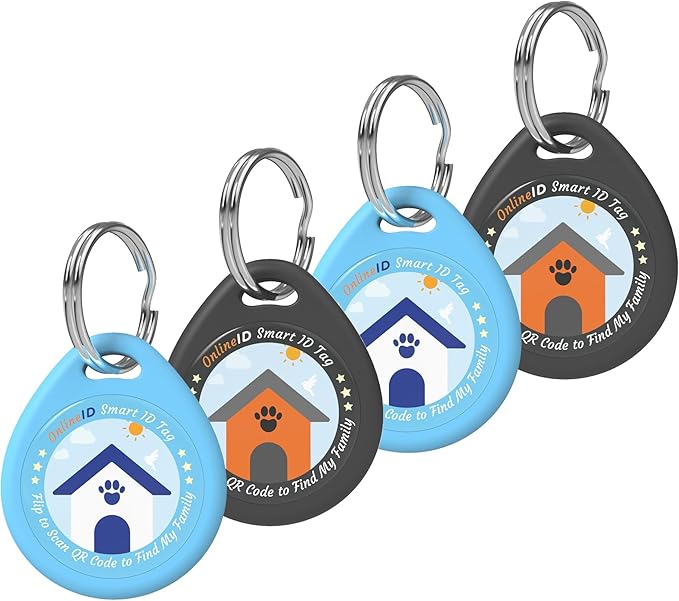 4 Pack Personalized Dog Tags,QR Code Pet ID Tags with Online Profile systerm,Editable Any Names and Phone numbles,2*Black&2*Blue,L