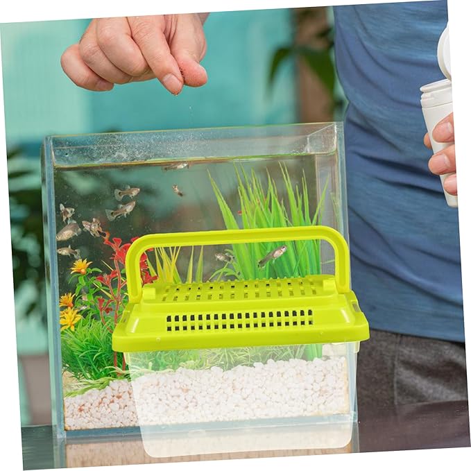 Portable Fish Tank 5.1X3.5X5.1 Inch Handheld Aquarium Transparent Turtle Box Plastic Pet Hamster Carrier Travel Reptile Terrarium
