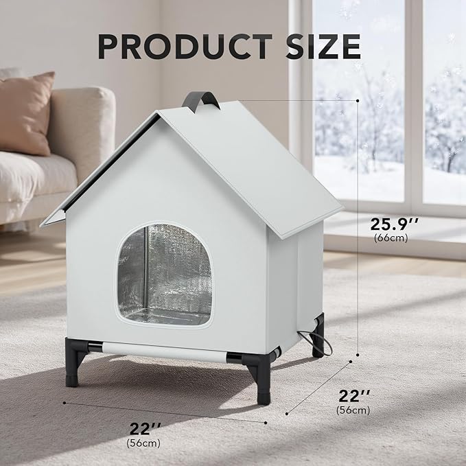 Cat House for Outside&Indoor,Insulated and Weatherproof,Foldable Cats Shelter, Easy to Put Together, Selfwarming Cat Shelter for Winter,Large Cave Bed for Garden(22 x 22 x 26 inch,XL,Normal)