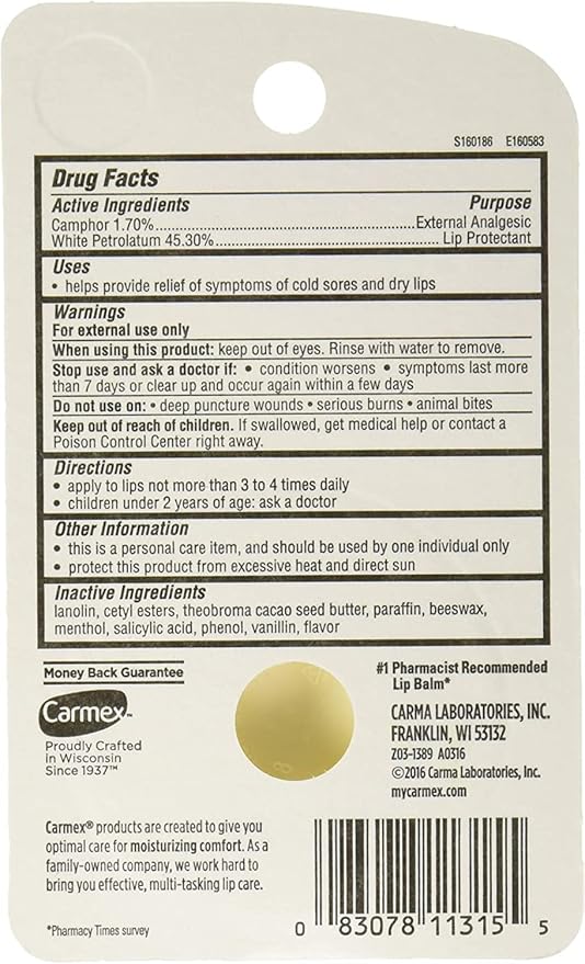 Carmex Classic Lip Balm Medicated, 0.25 oz (Pack of 2)
