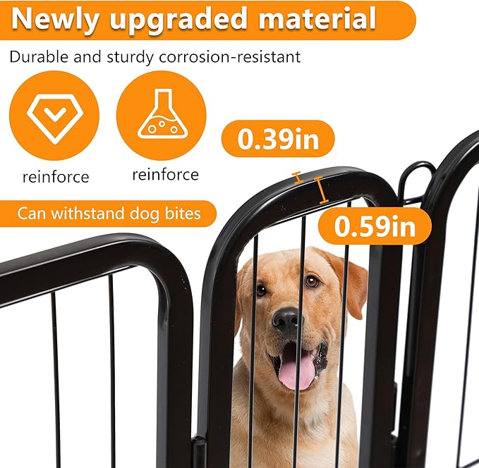 BestPet Indoor Dog Playpen,40inch 16 Panels Dog Pen Fence Outdoor Pet Playpen with Gravity Lock & Wide Door Pet Exercise Pen for RV Camping Yard, Black