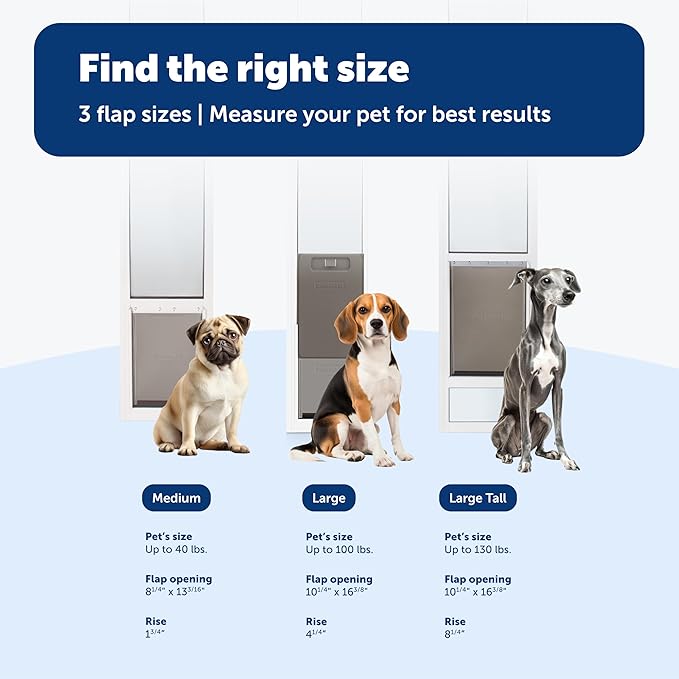 PetSafe Sliding Glass Pet Door - No-Cut DIY Install Doggy Door for Renters - Aluminum Frame - Adjustable Height 91 7/16" to 96" - Ideal for Medium Dogs Up to 40 lb - White