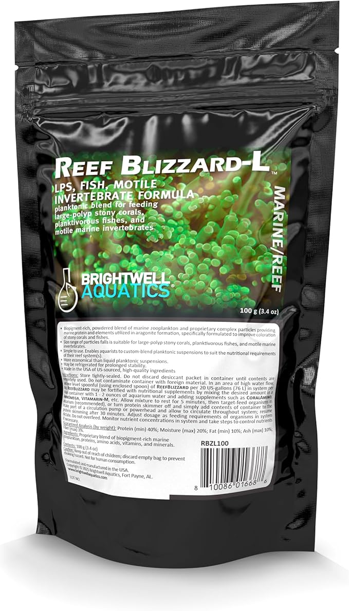 Brightwell Aquatics Reef Blizzard L - Powder Planktonic Food Blend to Feed Large Stony Corals & Planktivorous Fish