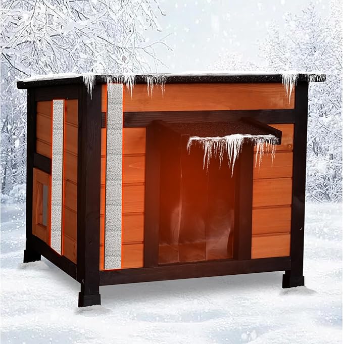 Outdoor Cat House Insulated Feral Cat Shelter Weatherproof Outside Cat House for Indoor Outdoor Winter Stray Cats with All-Round Foam 2 Escape Door Openable Waterproof Roof & Elevated Floor