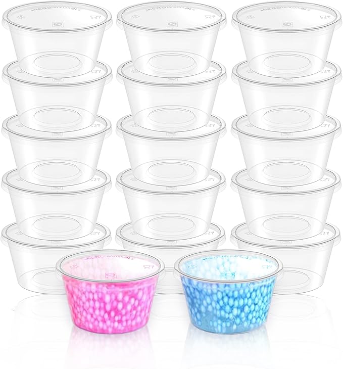 XINGLIAN 400 Pieces 4 oz Clear Small Plastic Containers with Lids for Slime Disposable Foam Ball Storage Leakproof Containers with Lids for DIY Craft Making