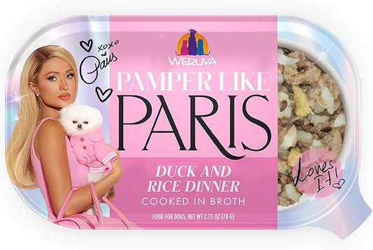 Weruva Paris Hilton Pamper Like Paris Natural Wet Dog Food, Duck and Rice, 2.75oz Cup (Pack of 10)