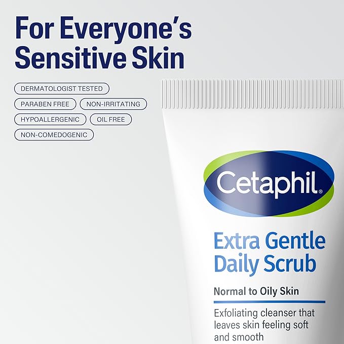 Exfoliating Face Wash, Extra Gentle Daily Face Scrub, Gently Exfoliates & Cleanses, For All Skin Types, Non-Irritating & Hypoallergenic, Suitable For Sensitive Skin, 6 Fl Oz, Pack of 2